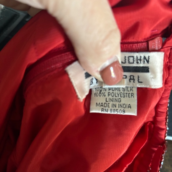 Vintage 90's Red Beaded Silk Full Length Evening Dress - XL - Picture 13 of 13